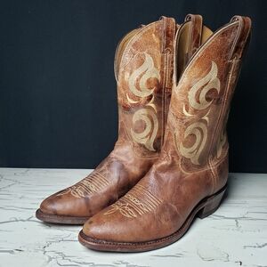 Justin Bent Rail Cowboy Boots in Tan (style BR 210) - Men's size 8.5 (L) & 9 (R)